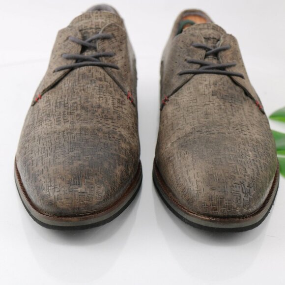 BullBoxer Mens Stanten Oxford Size 8 Gray Textured Leather Plain Toe Dress Shoe - Picture 3 of 12